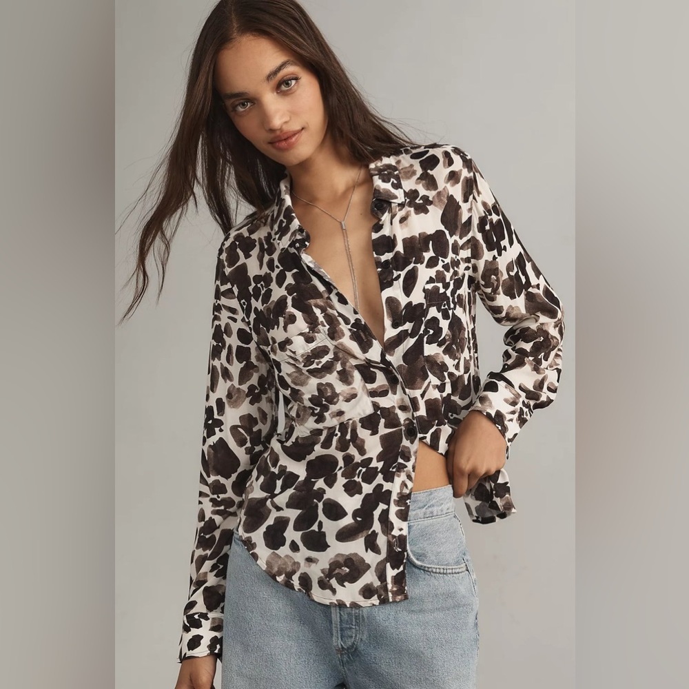 Cloth & Stone Black and White Button Down Shirt